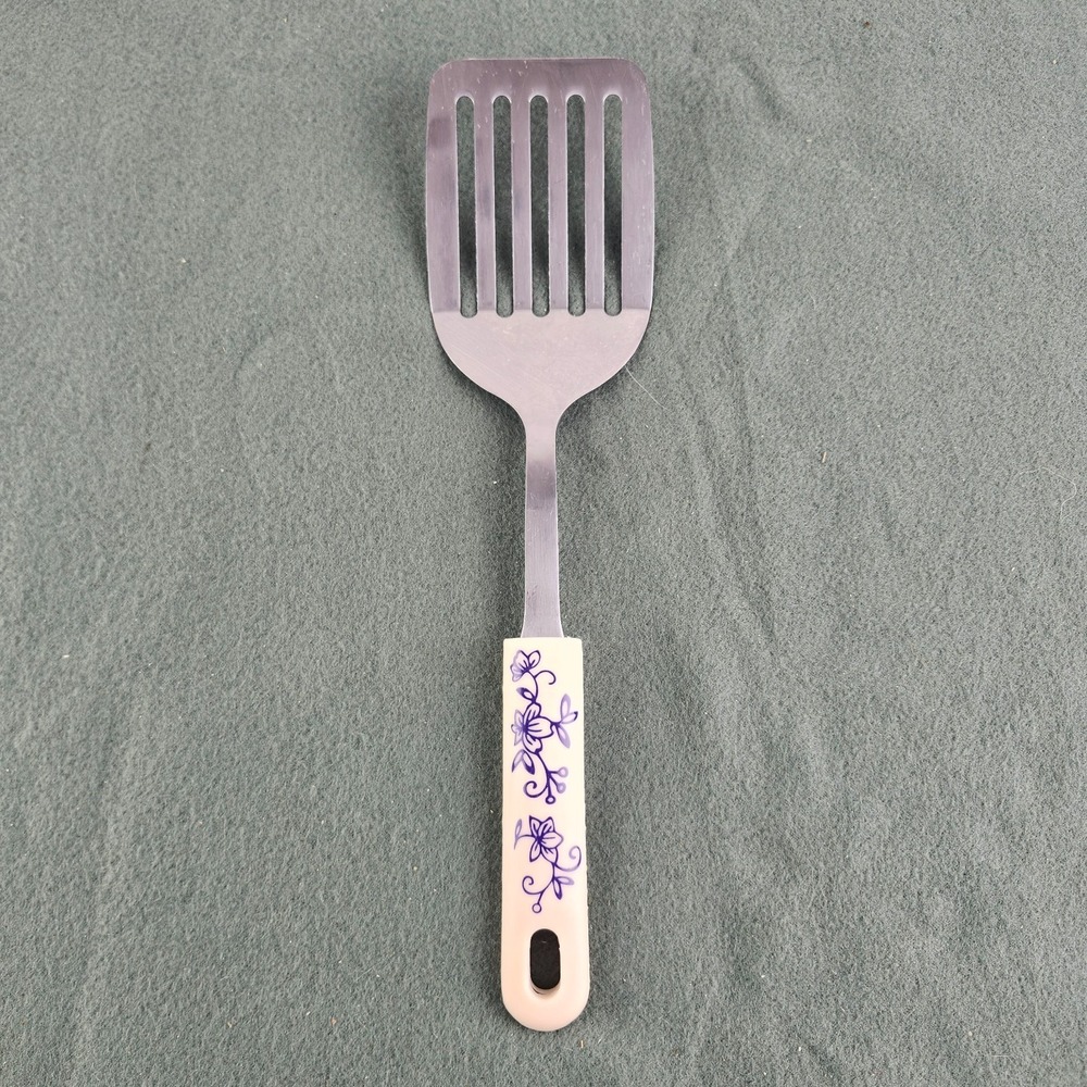 Temp-tations by Tara Blue Floral Lace Grandma Stainless Spatula Silicone‎ Handle